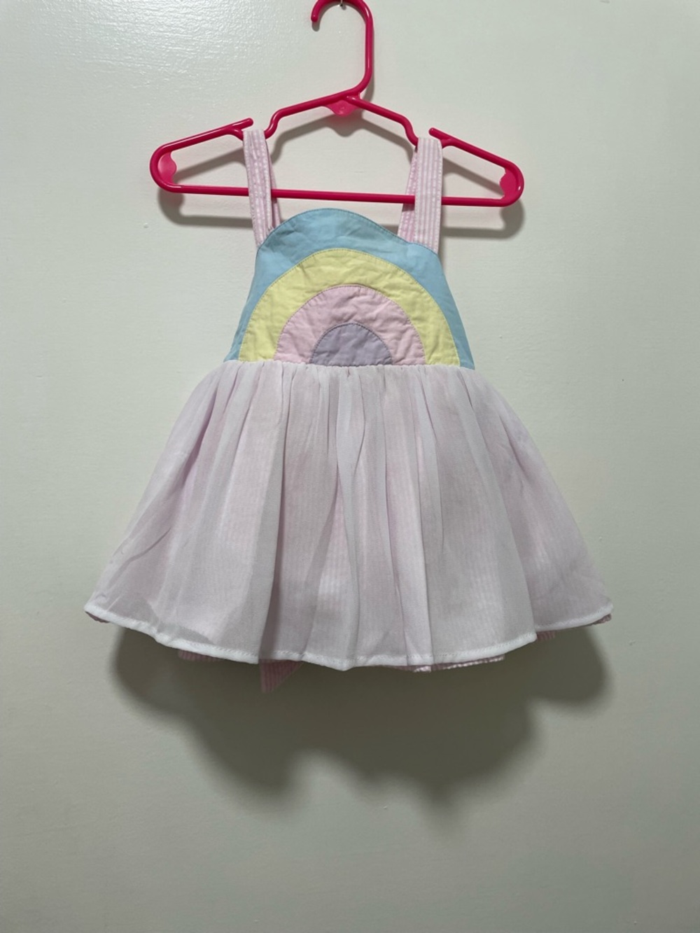 Smocked Sweets Pink Rainbow Smocked Dress with Pastel Accent